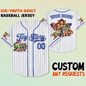 Camisa de beisebol personalizada do Toy Story, camisa personalizada infantil/jovem/adulto, traje familiar combinando, camiseta presente de aniversário da Pixar