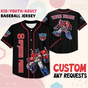 Custom Optimus Prime Baseball Jersey: Transformer Family Matching Outfit