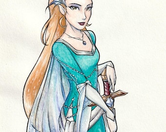 Lady of the Lake Arthurian Medieval Fantasy Art Print (Digital Download)