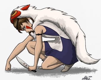 San from ‘Princess Mononoke’ Studio Ghibli Fantasy Art Print (Digital Download)