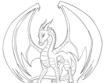 Peril Wings of Fire SkyWing Dragon Colouring Page (Digital Download)