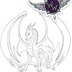 Peril Wings of Fire SkyWing Dragon Colouring Page