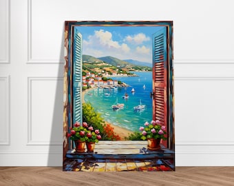 Mediterranean Seaside View Poster: Coastal Home Decor Art Print