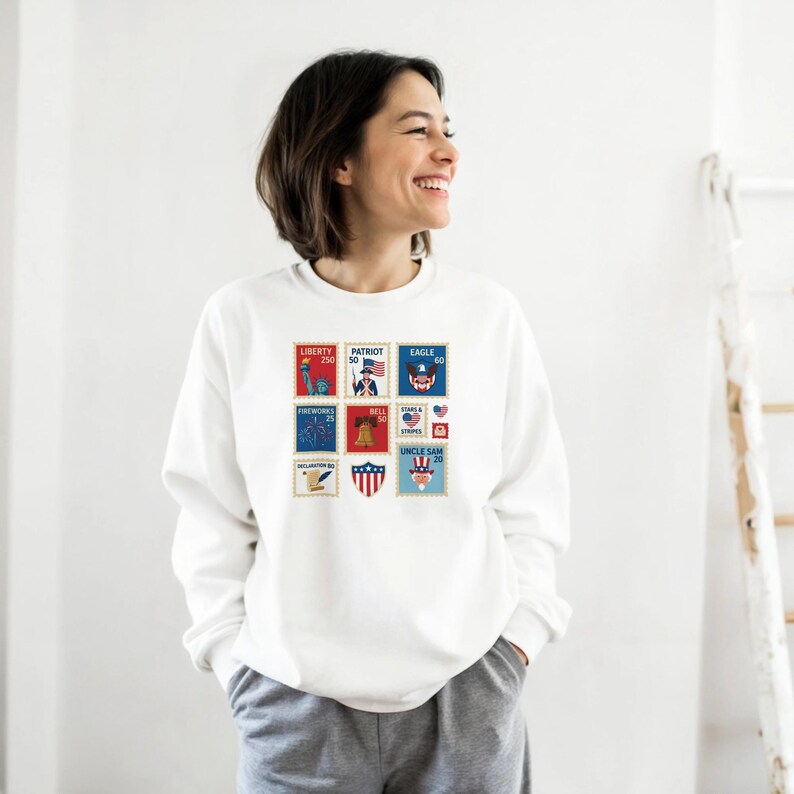 Celebrate USA 250th Anniversary with this Patriotic USA Stamps Unisex Sweatshirt image 8