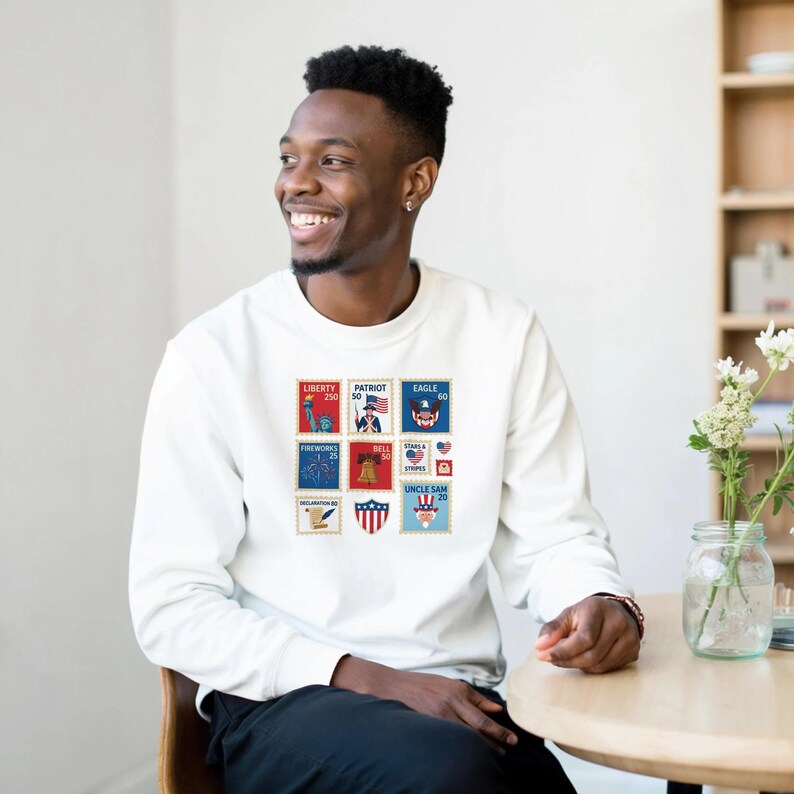 Celebrate USA 250th Anniversary with this Patriotic USA Stamps Unisex Sweatshirt image 4