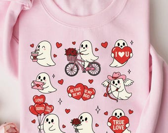 Valentine Sweatshirt, Valentines Day Sweatshirt, Valentines Ghost Sweatshirt, Cute Ghost Sweater, Valentines Gift, Spooky Valentine Crewneck