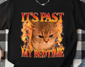 It's Past My Bedtime Shirt, Funny Cat Meme Tee, Angry Cat Graphic, Sarcastic Kitten Tee, Funny Saying Shirt, Cat Humor Tee Gift, Dark Humor