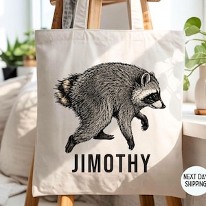 Jimothy Raccoon Tote Bag, Trash Panda Canvas Tote, Funny Raccoon Tote, Seattle Cryptid Gift, Reusable Cotton Tote