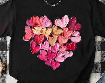 Valentine Sweatshirt and T-Shirt, Heart Valentines Day Shirt for Women Gift, Love Shirts