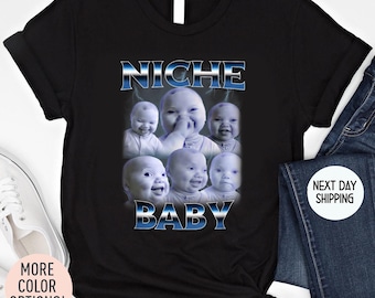 Niche Baby Holding Laugh Shirt, Funny Meme Shirt, Ai Niche Baby Graphic T-Shirt, Tuff Holding Back a Laugh Tee, AI Baby Meme Y2K Streetwear