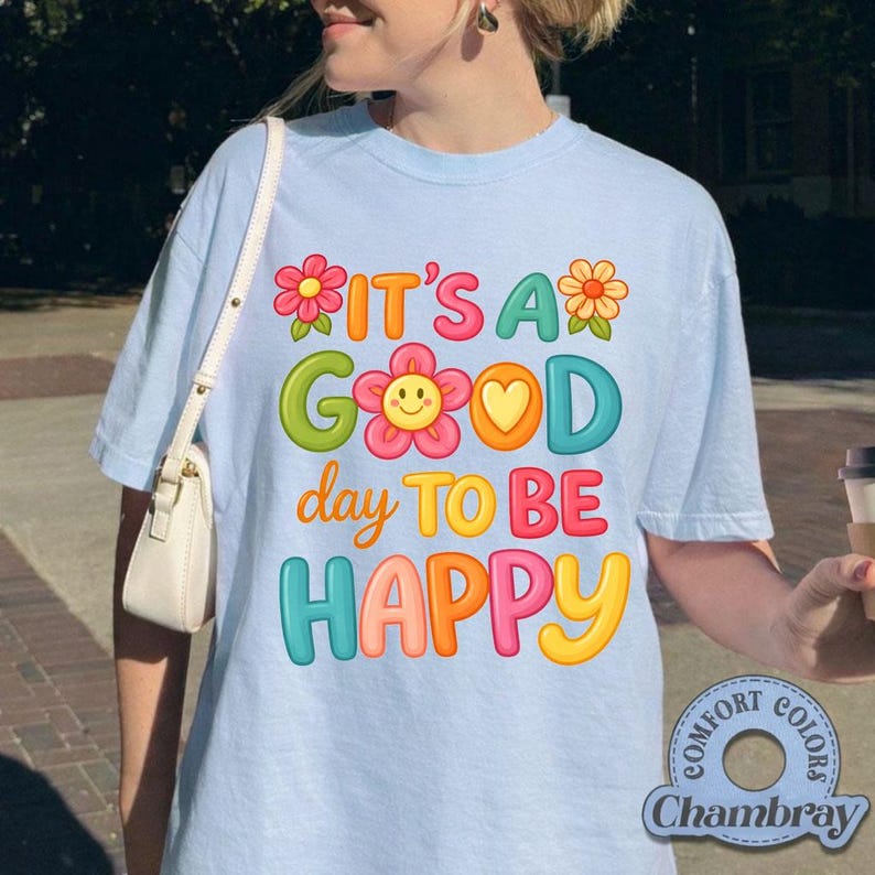 It's A Good Day To Be Happy Comfort Colors® T-Shirt, Retro Boho Hippie Shirt, Mental Health Shirt, Positive Inspiration Tee, Aesthetic Tee image 3