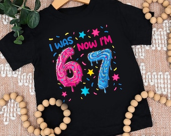 Seventh Birthday Kids Shirt - 7 Year Old Birthday Shirt - Boys Birthday Tee, Birthday Gift Idea, 67 Meme Shirt