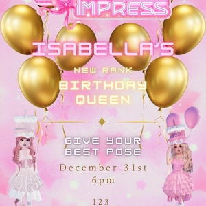 Dress to Impress Roblox Birthday Invitation