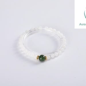 Natürliche weiße Jade Perlen Armband, Designer Single Loop Handkette