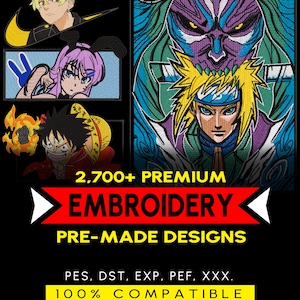 2,700+ Embroidery Designs Bundle – Anime, Cars, Celebrities & Cartoons – Instant Download – PES DST JEF VP3 Files