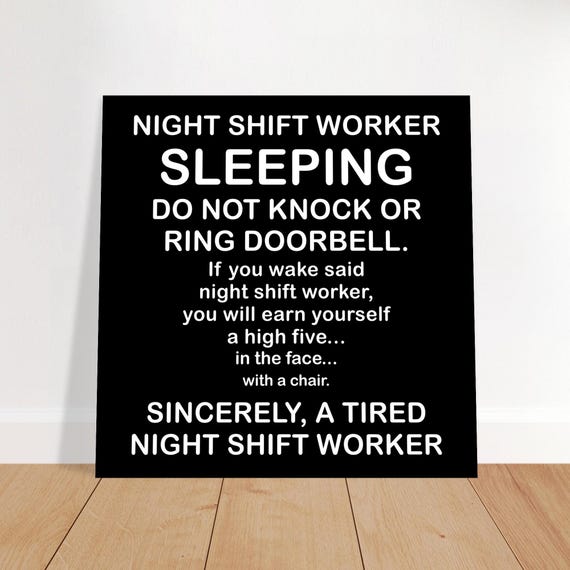 Night Shift Worker PVC Print Door Sign - Do Not Knock - Funny Home Decor