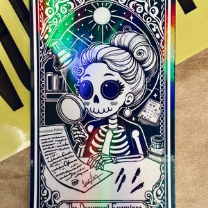 aimants médico-légaux, documents remis en question, analyste, cartes de tarot, kawaii, holographique, travaux manuels médico-légaux, cadeaux médico-légaux