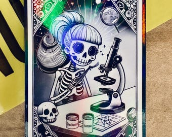 Holographic Forensic Science Tarot Card Magnets: The Trace Evidence Analyst, Kawaii Inspired, Crafts, Gifts, Fingerprints, Crime Scene