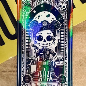 aimants médico-légaux, officier de police, cartes de tarot, kawaii, holographique, scène de crime, travaux manuels médico-légaux, cadeaux médico-légaux