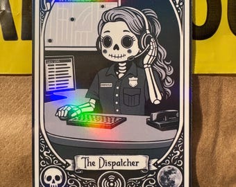 Holographic Forensic Science and Law Enforcement Tarot Card Magnets: The Dispatcher, Kawaii Inspired, Crafts, Gifts, Police, 911