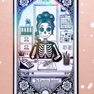 Holographic Buisness Office Tarot Card Magnets: The Executive Assistant, Kawaii Inspired, Crafts, Gifts, Admin