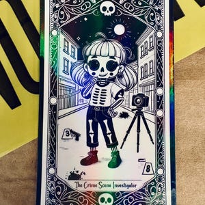 Imanes de ciencia forense, escena del crimen, analista, cartas del tarot, kawaii, holográfico, manualidades forenses, regalos forenses