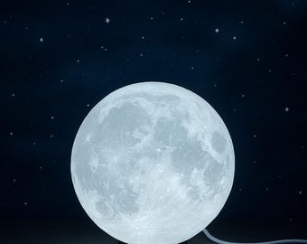 6 inches 3D Moon Lamp Night Light – Rechargeable LED with Touch Control & Remote – Lunar Decor for Bedroom, Kids, or Gift