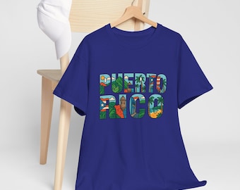 Puerto Rico-tema T-shirt, semestersouvenir-T-shirt, resetröja med grafisk motiv, modetröja för karibiska öar, unisex bomullskläder