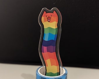 Cute Rainbow Worm Cat Washi Stand