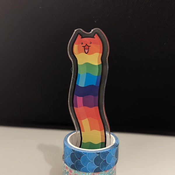 Cute Rainbow Worm Cat Washi Stand