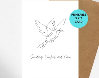 printable sympathy card | condolence | minimalist bird (5x7)