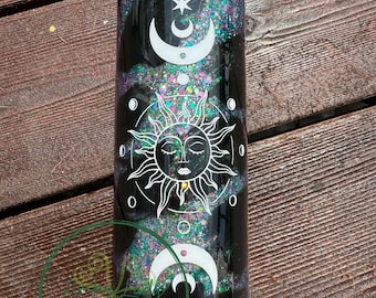 Versandfertig Moody Celestial 20 Unzen Becher - Schwarz Grün Pink Weiß Epoxy