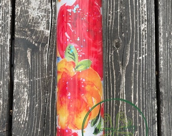 SALE!!  Bright Floral 32oz skinny Glitter Epoxy tumbler Red Orange White