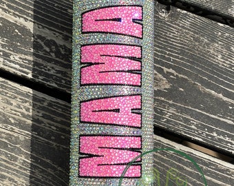 ¡¡VENTA!! Hot Pink Mama Rhinestone 30oz Tumbler - pedrería de vidrio de alta calidad