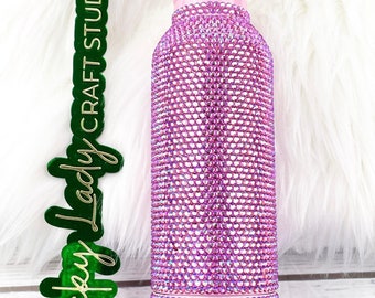 SALE!! Rhinestone Pink 12oz Steel Bottle Holder - pink glass rhinestones.