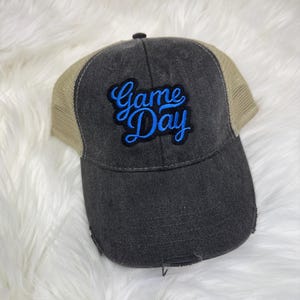 Matchdag Kungsblå Basebollkeps med Slitningar - Broderad Tygmärke - Unisex