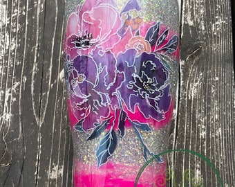 Florece donde estás plantado 30oz Modern Glitter Epoxy Tumbler floral púrpura mamá Día de la Madre