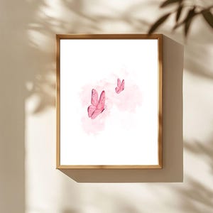 Pink Butterfly Wall Art – Digital Download | Soft Watercolor Prints for Bedroom, Nursery, Office | Feminine Decor | byAnh