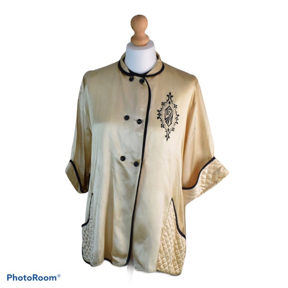 1930s 1940s ~Vintage Original Cream Satin Pyjama L