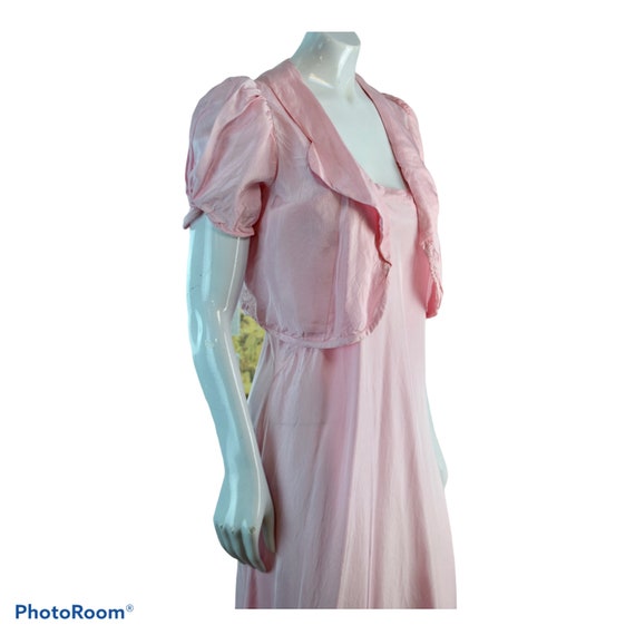 1940s ~Vintage Pink Rayon Night Gown with Bolero J