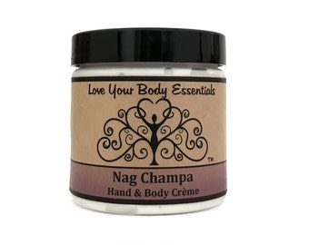Loción orgánica Nag Champa, crema corporal para el cuidado natural de la piel, loción hidratante para manos, loción natural para manos, manteca corporal natural, crema corporal para meditación.