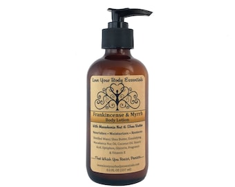 Frankincense & Myrrh Lotion body lotion aromatherapy lotion hand and body lotion paraben free lotion Frankincense lotion Musk scented