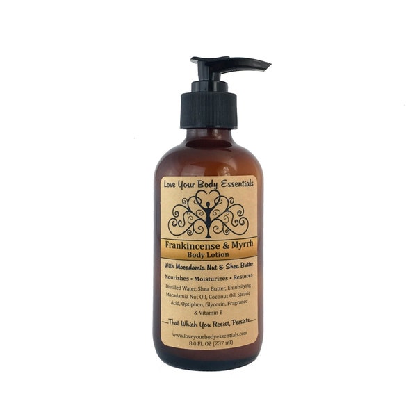 Frankincense & Myrrh Lotion body lotion aromatherapy lotion hand and body lotion paraben free lotion Frankincense lotion Musk scented