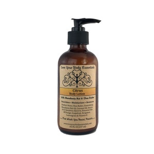 Citrus Lotion organic lotion organic body cream natural moisturizer pump lotion paraben free lotion natural lotion lemongrass lotion