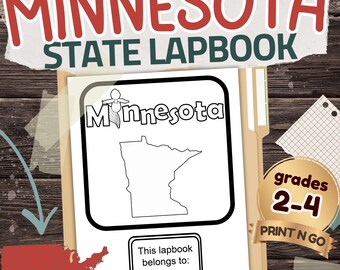 Minnesota State Lapbook: Printable Geography and History Notebook Pages Pack