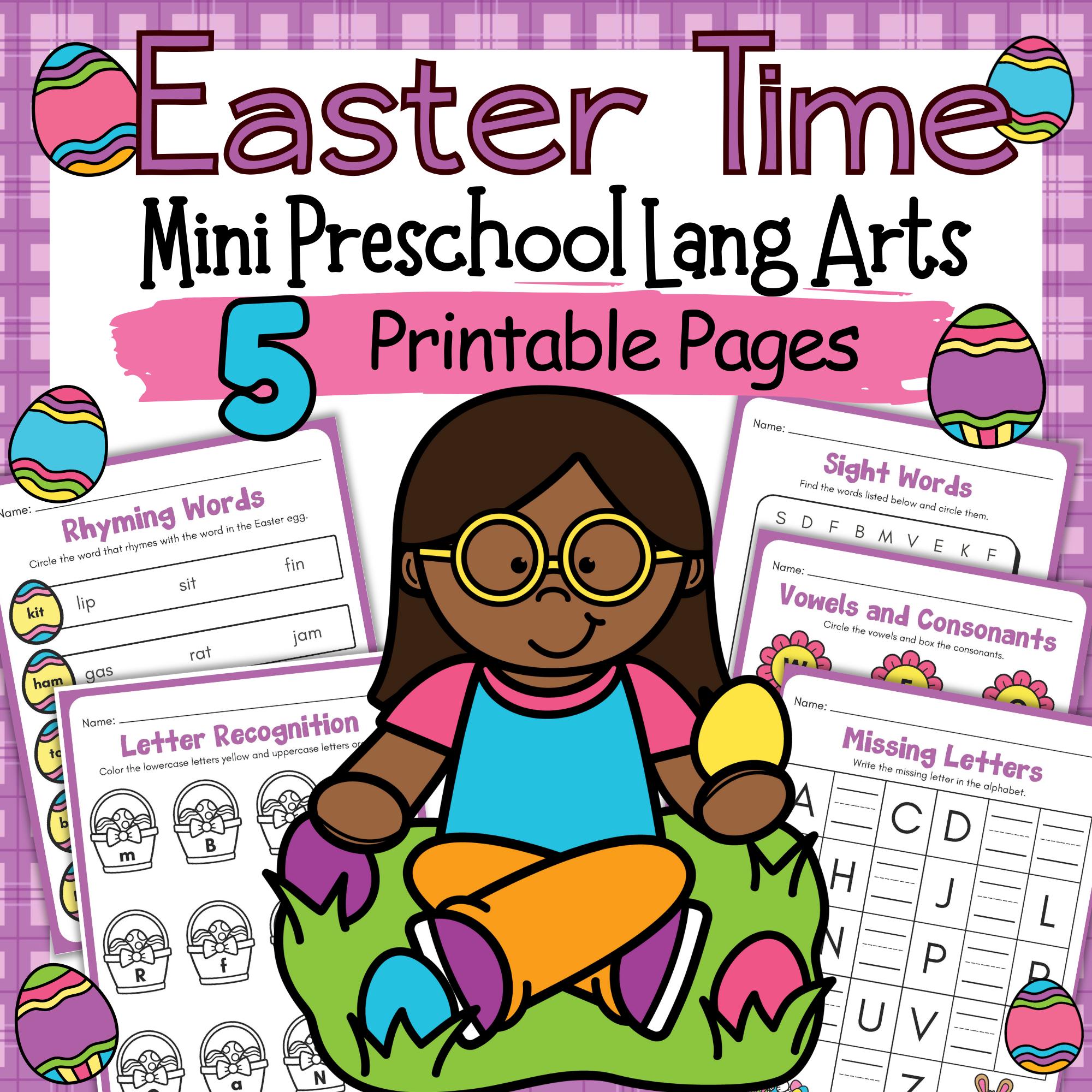 Easter Preschool Worksheets: Letter Recognition, Rhyming (PDF Printable ...