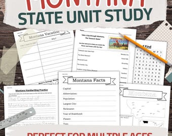 Montana State Worksheet Pack: Printable Geography and History Unit Study Kit