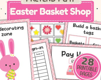 Easter Basket Shop Pretend Play Set for Kids | Dramatic Play Activity | Printable Small Business Play