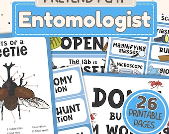 Entomologie-Laborspiel für Kinder | Insektenwissenschaftliche Aktivität | Bug Studie Dramatisches Spielset | Druckbares STEM-Klassenzimmer-Kit