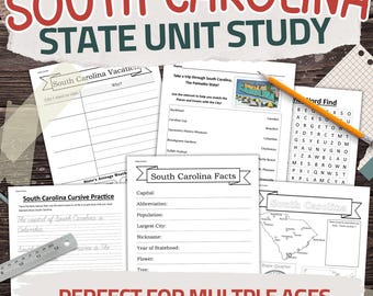 South Carolina State Worksheet Pack: Printable Geography and History Unit Study Kit